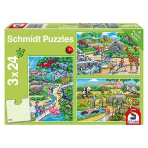 Puzzle Ein Tag im Zoo 3x24 mit Poster Papier - 20 x 4 x 28 cm