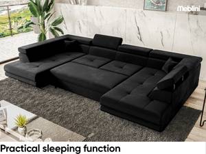 Ecksofa Carl U-Form Schwarz