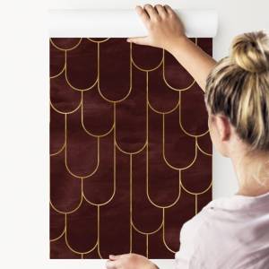 Papier Peint MOTIFS Style Art Déco Beige - Marron - Papier - Textile - 53 x 1000 x 1000 cm