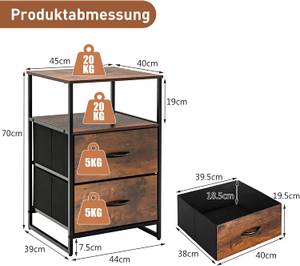 Beistelltisch Aufbewahrungsschrank Braun - Holzwerkstoff - 40 x 70 x 45 cm