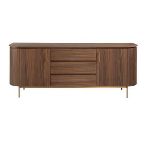 Buffet en bois Noyer et acier poli doré Marron - Bois manufacturé - 210 x 80 x 45 cm