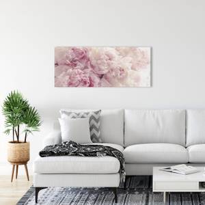 Glasbild Blumen Rosen Wohnzimmer Pink - Glas - Kunststoff - 125 x 50 x 1 cm