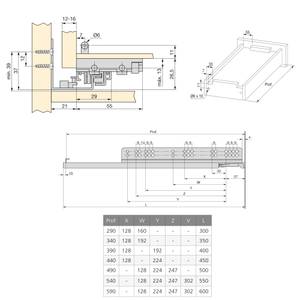 Führungen für Schubladen Slip Silber - Metall - 6 x 6 x 53 cm