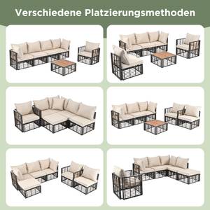 Gartenmöbel-Set RattanMetal Ⅴ Beige - Metall - Kunststoff - Polyrattan - 70 x 61 x 66 cm