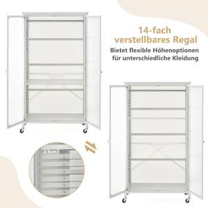 Kleiderschrank mit 2 feststellbar Rollen Weiß - Metall - 37 x 147 x 81 cm