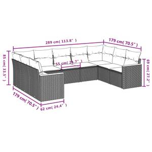 Gartensitzgruppe K610(9-tlg) Schwarz - Massivholz - 69 x 62 x 62 cm