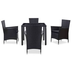 Garten-Essgruppe (5-teilig) 3001262-3 Schwarz - Kunststoff - Polyrattan - 90 x 75 x 90 cm