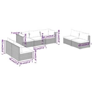 Garten-Lounge-Set (7-teilig) 3013635-3 Braun - Weiß - Metall - Polyrattan - 70 x 60 x 70 cm