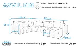 U-Form-Sofa Asvil BIS Monolith 62 Altrosa
