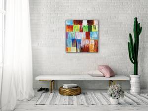 Acrylbild handgemalt Rainbow Vibes Massivholz - Textil - 60 x 60 x 4 cm