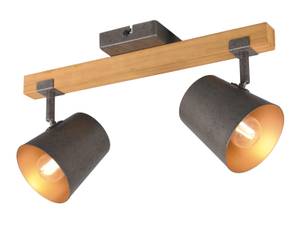 LED Deckenspots Holz, Silber 2-flammig Braun - Gold - Grau - Metall - Massivholz - 43 x 24 x 15 cm