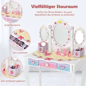 Kinder Schminktisch Set Frisiertisch Weiß - Holzwerkstoff - 34 x 105 x 70 cm