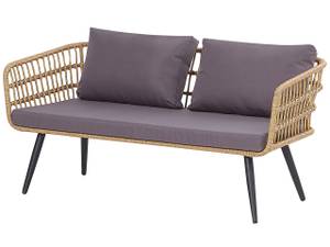 Sitzgruppe FOBELLO 4-tlg Beige - Schwarz - Blau - Braun - Grau - Polyrattan - 142 x 66 x 70 cm