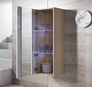 Vitrine Luke V2 Imitation truffier de Sonoma - Blanc - Hauteur : 126 cm