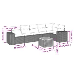 Gartensitzgruppe K379(7-tlg) Grau - Massivholz - 69 x 62 x 62 cm