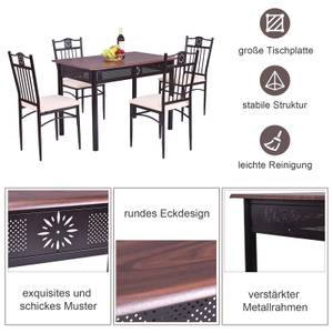 Esstisch-Set HW66276 (5 teilig) Braun - Holzwerkstoff