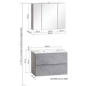 Waschplatz Set VASTO-GREY (2-tlg.) Braun - Holzwerkstoff - 80 x 200 x 47 cm