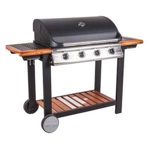 4-Flammen-Gasgrill Schwarz - Metall - 144 x 106 x 56 cm