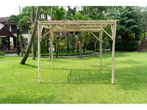 Selbsttragende Pergola TULUM Beige - Holzwerkstoff - 300 x 245 x 302 cm