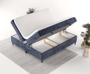 Premium Boxspringbett Theo Marineblau - Breite: 202 cm