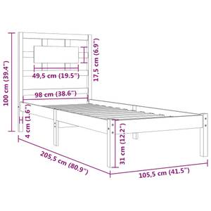 Bettgestell-K-9233 Braun - Holzwerkstoff - 106 x 31 x 206 cm