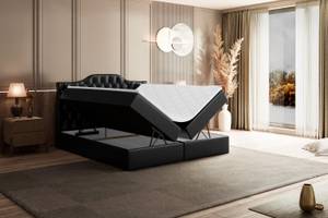 Boxspringbett VILA-1 Hochglanz Schwarz - Breite: 120 cm - H4