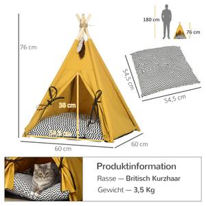 Katzenhöhle D30-673V00YL Gelb - Textil - 60 x 76 x 60 cm