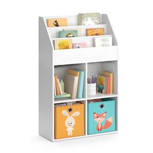 Bibliothèque Luigi & 2 boîtes pliantes Blanc - En partie en bois massif - 72 x 79 x 30 cm