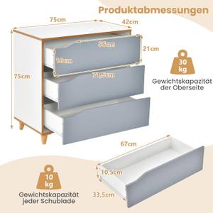 Kommode VH32149SD Grau - Holzwerkstoff - 42 x 75 x 75 cm