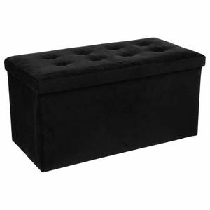 pouf pliable double en velours lysandre Noir - Bois manufacturé - 76 x 38 x 38 cm