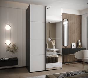 Armoire Lux 3 Noir - Argenté - Blanc - Largeur : 140 cm