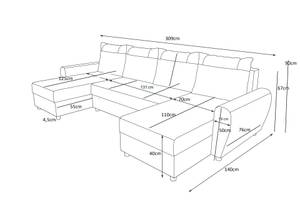 Ecksofa FION-U Schwarz - Blau