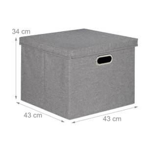 2 x Aufbewahrungsbox quadratisch Grau - Metall - Papier - Textil - 43 x 34 x 43 cm
