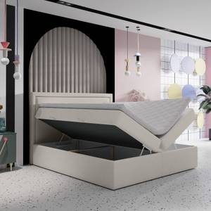 Premium Boxspringbett Jodan Stoff Megan Ecru - Breite: 202 cm