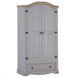 Kleiderschrank RAMON Grau - Massivholz - Holzart/Dekor - 100 x 179 x 51 cm