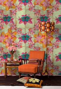 Fototapete Jolie Walls by Patel Grün - Orange - Pink - Rot - Kunststoff - Textil - 400 x 270 x 0 cm