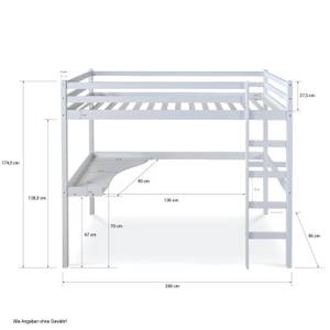 Hochbett 1899 Weiß - Massivholz - 206 x 175 x 96 cm