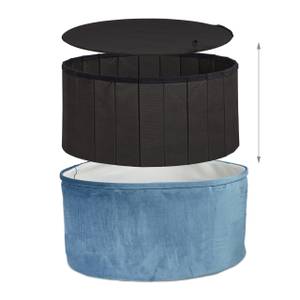 Runder Sitzhocker mit Stauraum Blau - Holzwerkstoff - Kunststoff - Textil - 57 x 31 x 57 cm