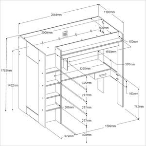 Lit mezzanine Pacôme Bois manufacturé - 205 x 179 x 117 cm