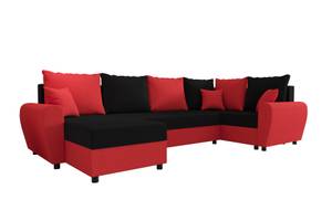 Ecksofa FION-LONG Schwarz - Rot - Ecke davorstehend rechts