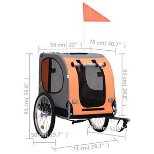 Remorque de vélo pour animaux de 297561 Gris - Orange