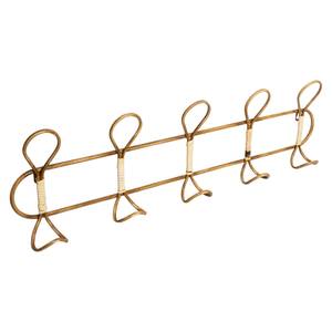 Hakenleiste aus Rattan, 5 Haken Gold - Rattan - 8 x 21 x 76 cm