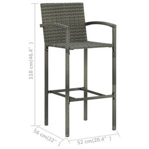 Bar-Set (3-teilig) 3064806 Grau - Metall - 61 x 111 x 61 cm