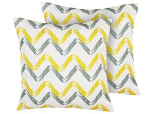 Coussin d'extérieur AFFILE Gris - Blanc - Jaune - Textile - 45 x 12 x 45 cm