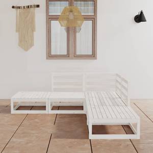 Garten-Lounge-Set (5-teilig) 3009914 Weiß - Massivholz - Holzart/Dekor - 70 x 30 x 70 cm