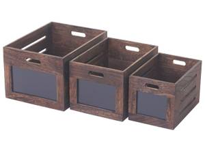 Boîte en bois E11 (3 pcs) Marron foncé