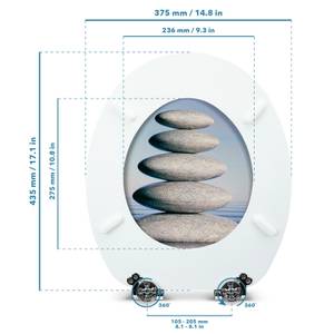 Premuim Abattant WC - Empilés Bleu - Gris - Bois manufacturé - 38 x 5 x 44 cm
