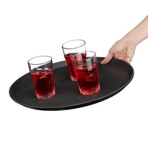 Lot de 2 plateaux de service ronds Noir - Matière plastique - 40 x 2 x 40 cm