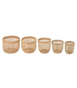 Set de 5 paniers Oasis Beige - Bois manufacturé - Fibres naturelles - 39 x 31 x 39 cm