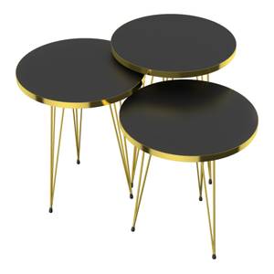 Set de 3 tables d'appoint Skibby rondes Noir